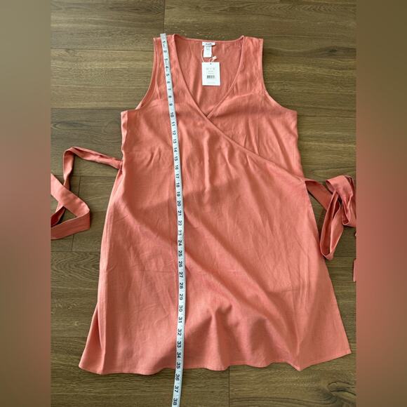 NWT Andie Swim The Cacela Wrap Dress Linen Blend Sunset Pink Size Large - Picture 9 of 9